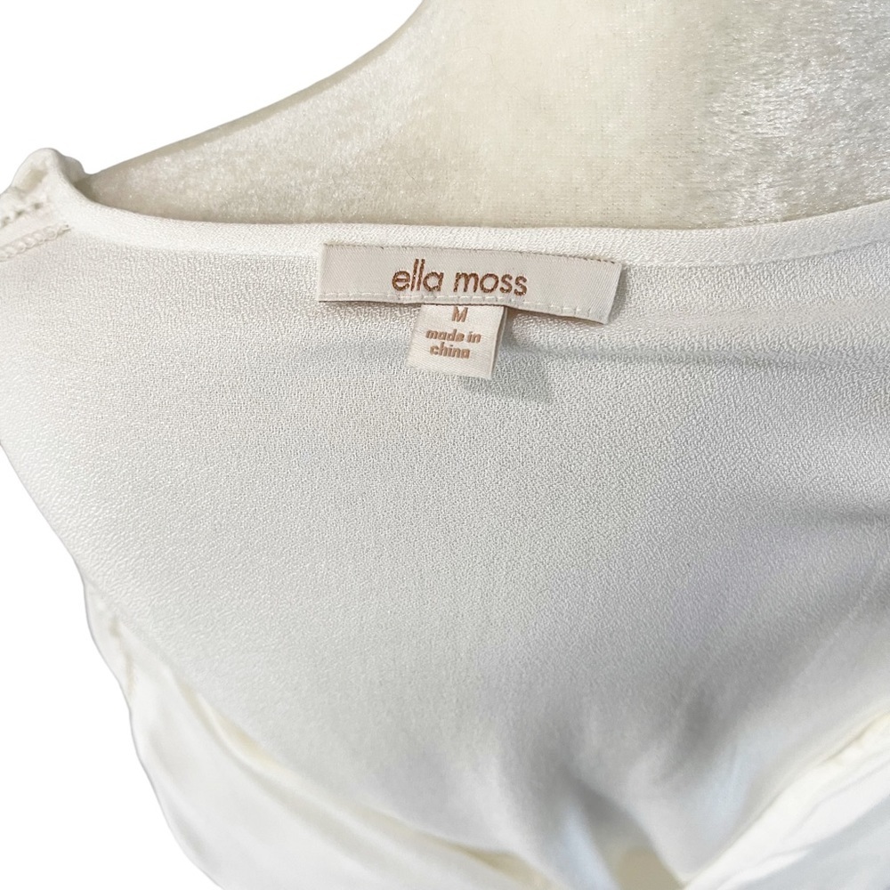 Ella Moss Light Cream Loose Short Sleeve V-Neck Tunic Top Size M - Picture 5 of 6